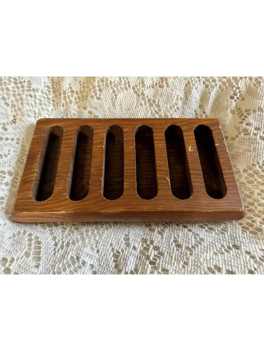 Vintage Wooden Coaster Holder or Trivet